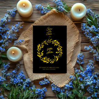 Invitación Círculo negro y oro salva la fecha - Boda