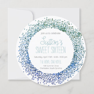 Invitación Círculo Purpurina azul
