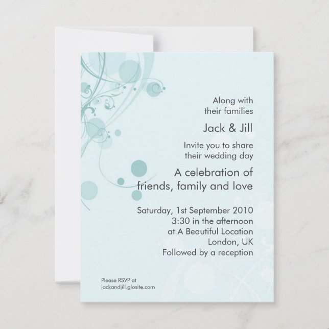 Invitación Círculo y remolino (azul) 4,25x5,25 (Anverso)