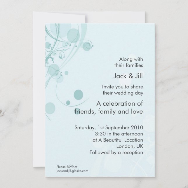 Invitación Círculo y remolino (azul) 5x7 (Anverso)