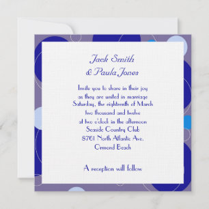 Invitación Círculos azules retro Ovala al Boda de perwinkle r