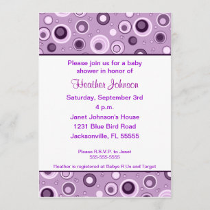 Invitación Círculos Baby Shower - púrpura