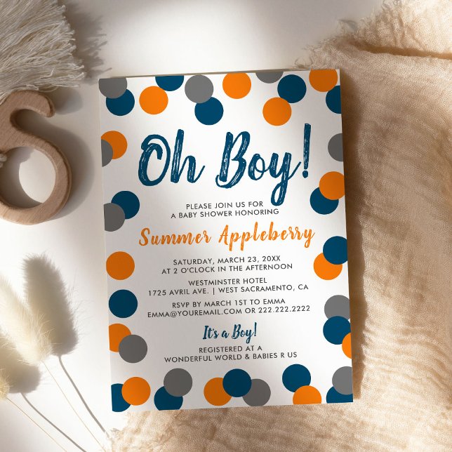 Invitación Círculos coloridos modernos | Oh Boy Baby Shower (Subido por el creador)