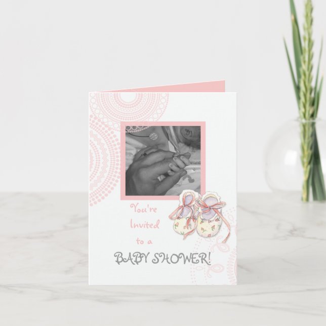 Invitación Círculos 'n Booties, Baby Girl Shower (Anverso)