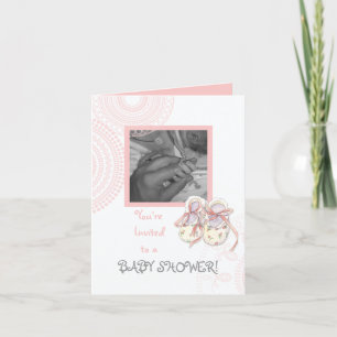 Invitación Círculos 'n Booties, Baby Girl Shower