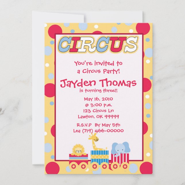 Invitación ¡circus1 la copia, le invitan a un fiesta del (Anverso)
