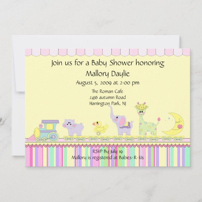 Invitación Circus Baby Train Baby Shower (Anverso)