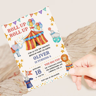 Invitación Circus Big Top Cute Animals Niños Fiesta de cumple