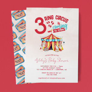 Invitación Circus Big Top Triplets Baby Shower