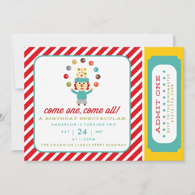 INVITACIÓN CIRCUS CARNAVAL BIRTHDAY PARTY INVITATION (Anverso)