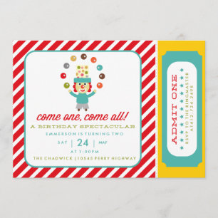 INVITACIÓN CIRCUS CARNAVAL BIRTHDAY PARTY INVITATION