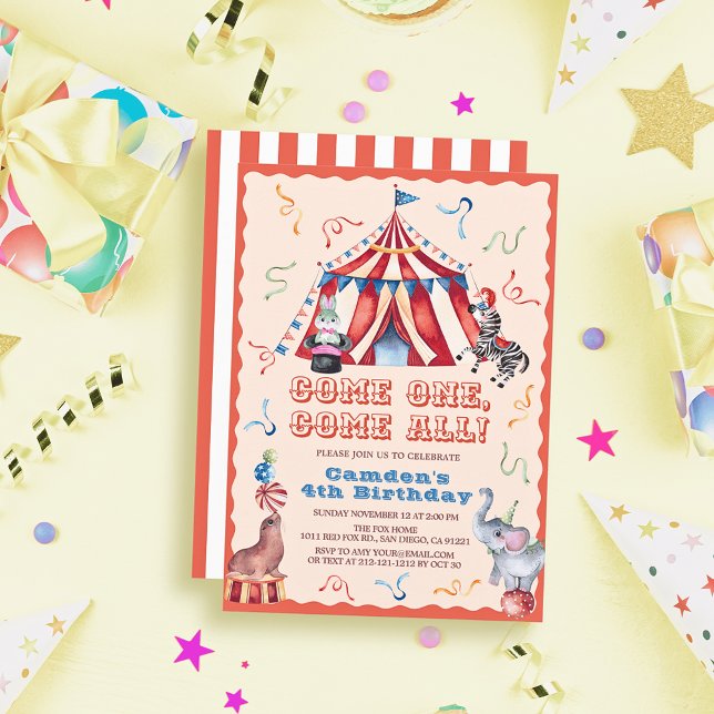 Invitación Circus Carnival Tent Animals Kid's Birthday (Subido por el creador)