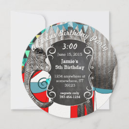 Invitación Circus Elephant Birthday Party Invitation Bunting