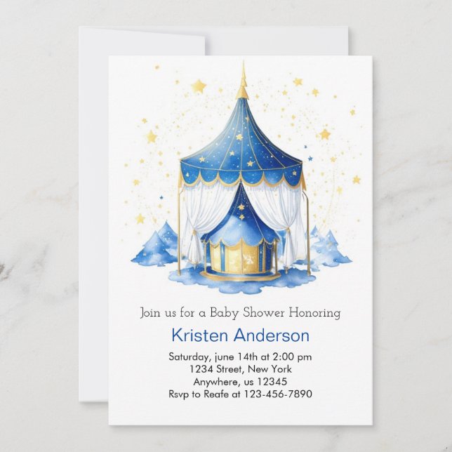 Invitación Circus Magic Meadow Adventure Boy Baby Shower (Anverso)