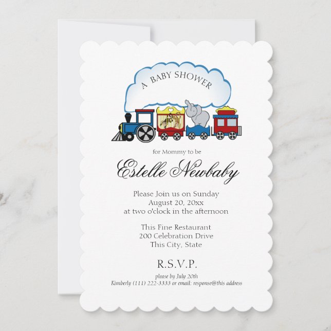 Invitación Circus Train Baby Shower (Anverso)