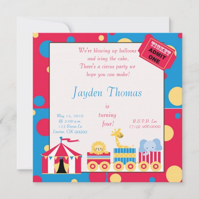 Invitación cirscopio, estamos haciendo volar globos ... (Anverso)