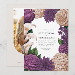Invitación Ciruela Antigua, Beige Rubor & Morado Sombra