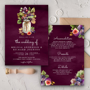 Invitación Ciruela morada higo Mason Jar todo en un Boda