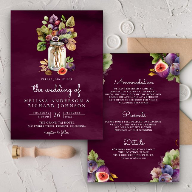Invitación Ciruela morada higo Mason Jar todo en un Boda (Subido por el creador)
