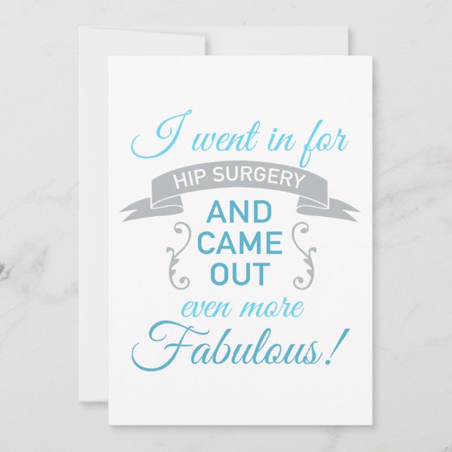 Invitación Cirugía de cadera Recuperación Fabulosa (Azul) (Anverso)