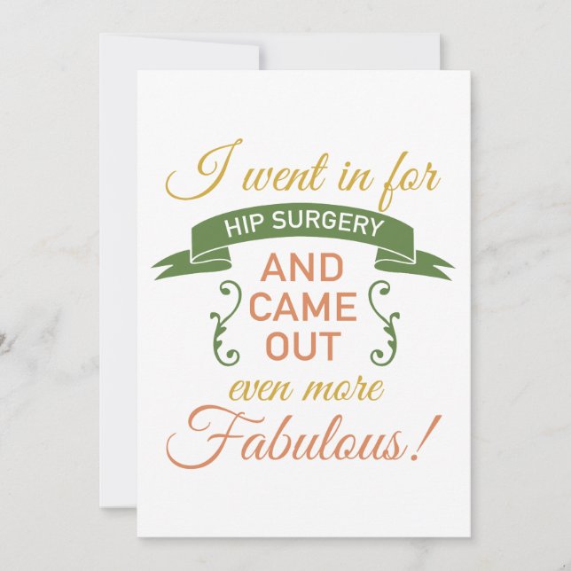 Invitación Cirugía de cadera Recuperación Fabulosa (Verde) (Anverso)