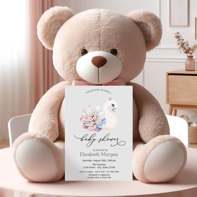 Invitación Cisne Bebé Lunares Adorable (Subido por el creador)