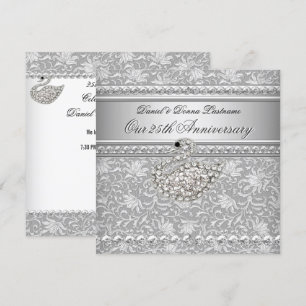 Invitación Cisne de Damasco de Plata del 25º Aniversario Eleg