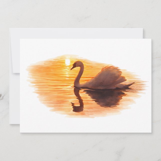Invitación Cisne deslizándose al atardecer (Anverso)