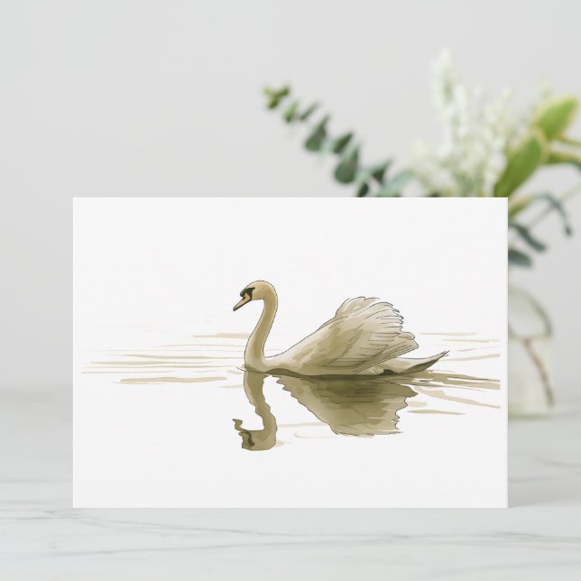 Invitación Cisne deslizándose sobre el agua (Anverso de pie)