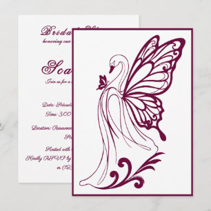 Invitación Cisne elegante con alas de mariposa