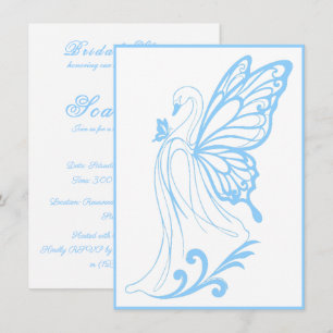Invitación Cisne elegante con alas de mariposa