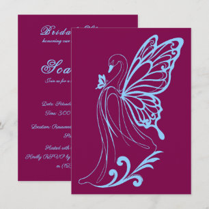 Invitación Cisne elegante con alas de mariposa