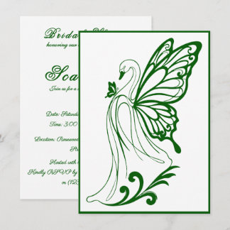 Invitación Cisne elegante con alas de mariposa