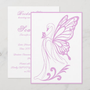 Invitación Cisne elegante con alas de mariposa