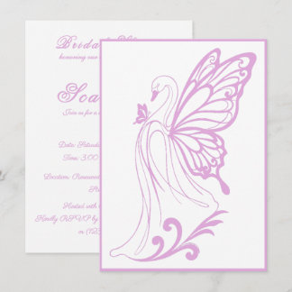 Invitación Cisne elegante con alas de mariposa