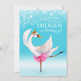 Invitación Cisne en ballet lacustre Tercer cumpleaños aqua in