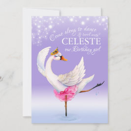 Invitación Cisne en ballet lago 1er cumpleaños púrpura invita