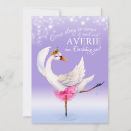 Invitación Cisne en ballet lago 6º cumpleaños púrpura invita