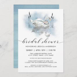 Invitación Cisne en la ducha de la novia acuarela del lago