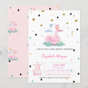 Invitación Cisne lindo,Tiara, Estrellas, Fiesta de bebé Princ