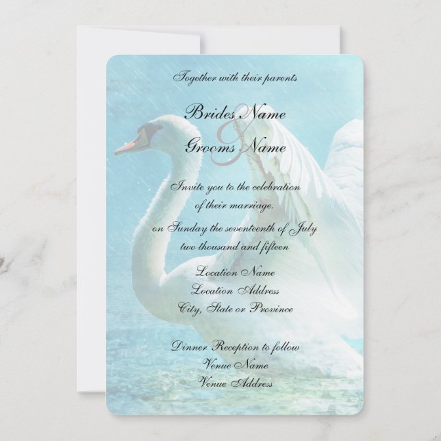 Invitación Cisne mágico durante un Boda de ducha de verano (Reverso)