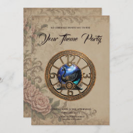 Invitación cisne negro de vapor con relojes y marchas.