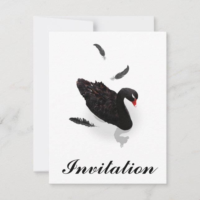 Invitación Cisne negro elegante (Anverso)