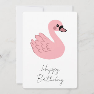 Invitación Cisne rosa Kawaii - Personalizado lindo