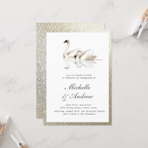 Invitación Cisnes Blancos Textured Gold Engagement