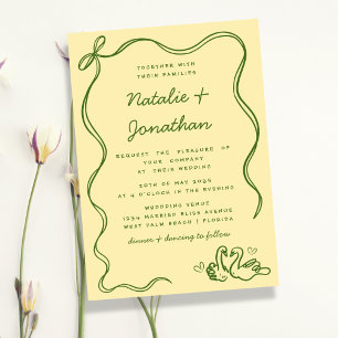 Invitación Cisnes Caprichosos Garabatos Arco Mantequilla Amar