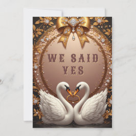 Invitación 🌷 Cisnes de Rosa Dorada Marco Boda 💍