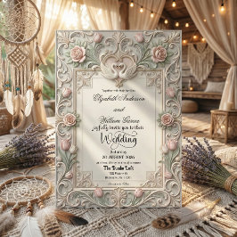 Invitación Cisnes esculpidos en falso relieve 3D