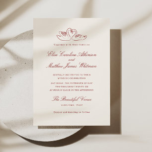 Invitación Cisnes Ilustrados Rojos Boda Caprichosa