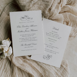 Invitación Cisnes ilustrados y extravagantes todo en un Boda